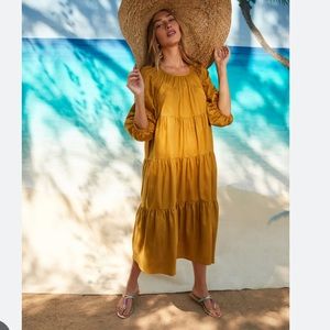 Trina Turk Cassia Mustard Yellow Dress Midi